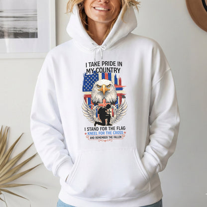 Stand for the Flag Kneel for the Cross Remember the Fallen – Faith & Freedom – Unisex Tshirt Gildan / Tshirt Comfort / V-neck/ Hoodie / Sweatshirt