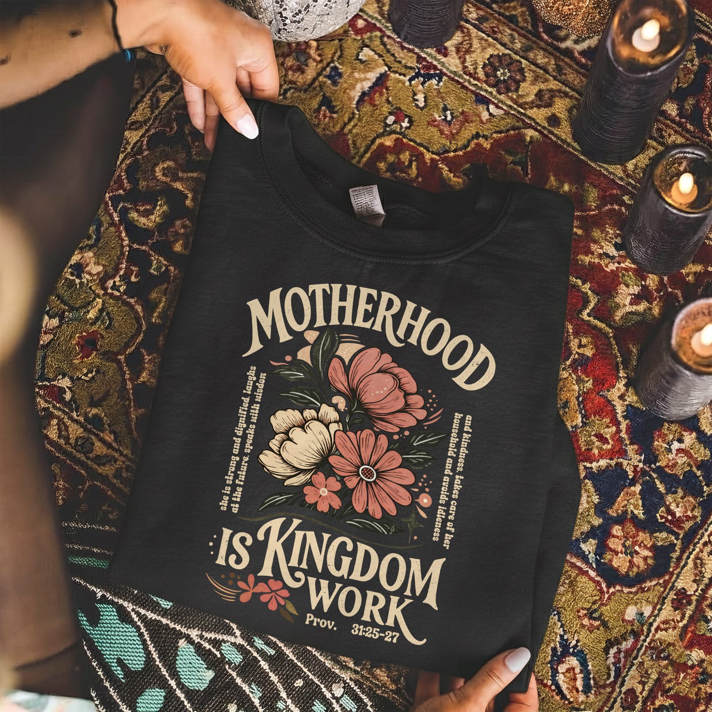 Motherhood Is Kingdom Work Christian Floral – Unisex Tshirt / Hoodie / Sweatshirt