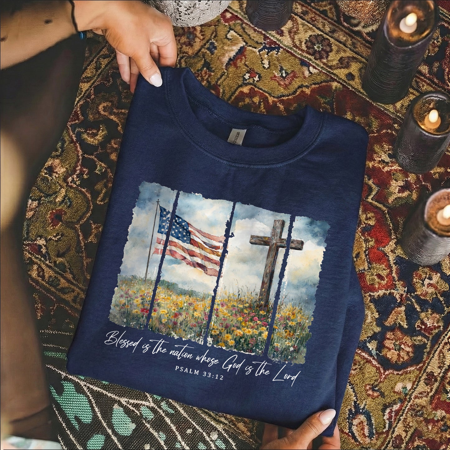 Blessed Is the Nation Christian Patriotic – Unisex Tshirt / Hoodie / Sweatshirt