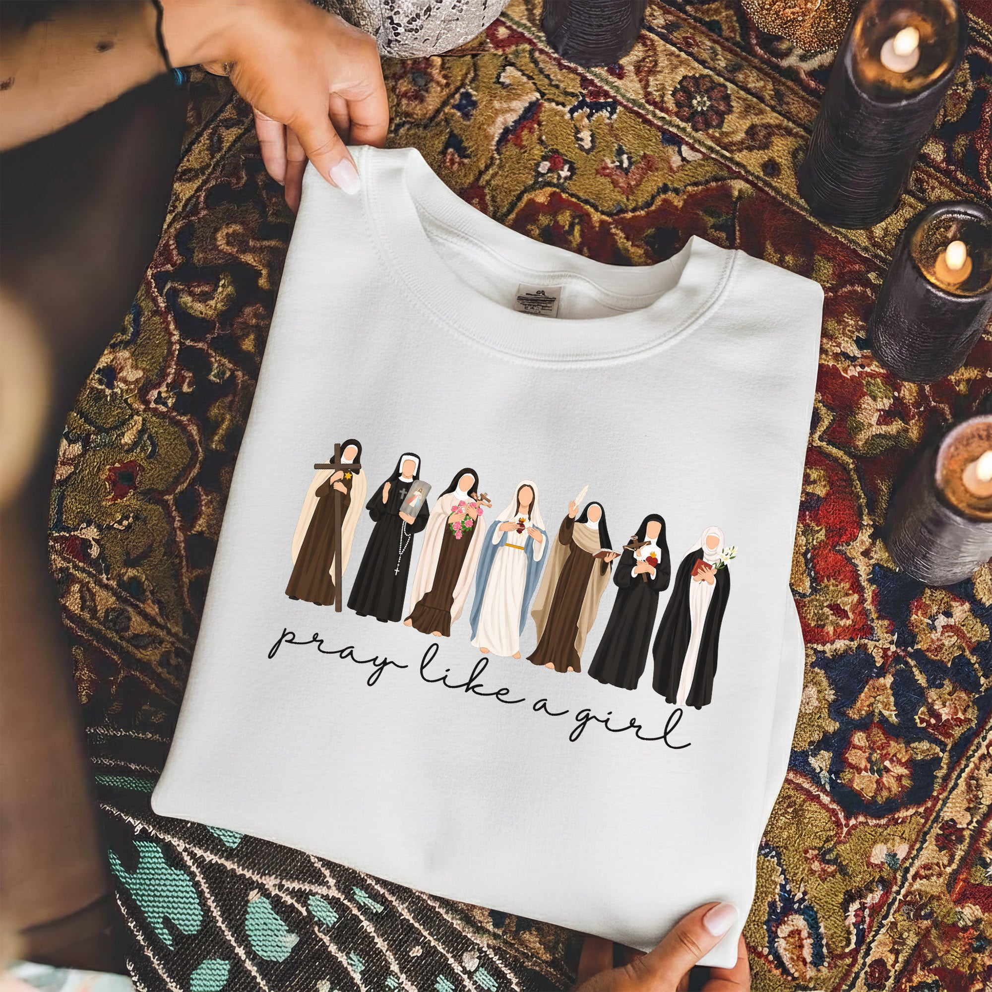 Catholic Saint Shirt: Pray Like A Girl  – Unisex Tshirt / Hoodie / Sweatshirt