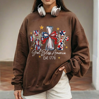 God Bless America T-Shirt, Patriotic Cross Distressed Flag  – Unisex Tshirt / Hoodie / Sweatshirt