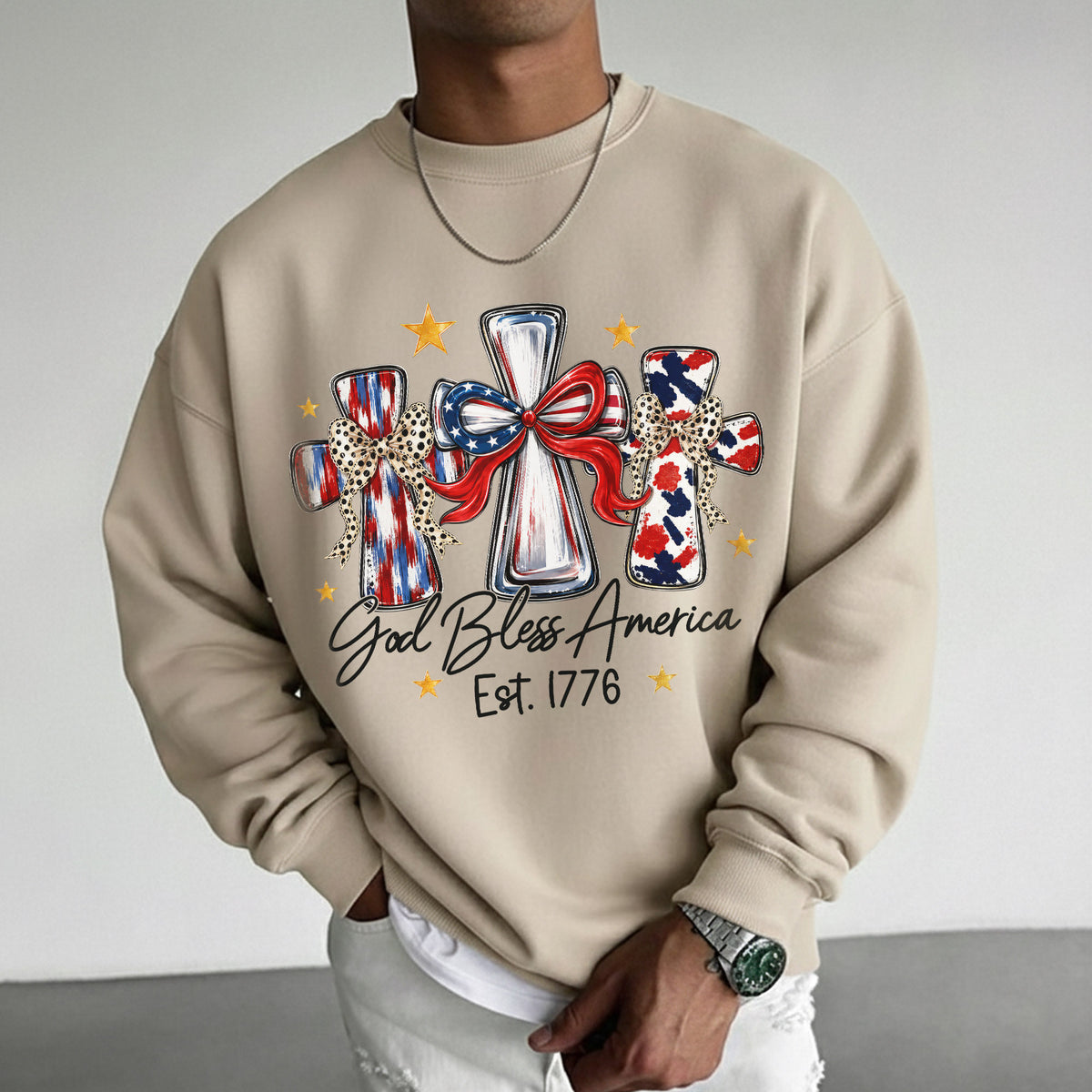 God Bless America T-Shirt, Patriotic Cross Distressed Flag  – Unisex Tshirt / Hoodie / Sweatshirt