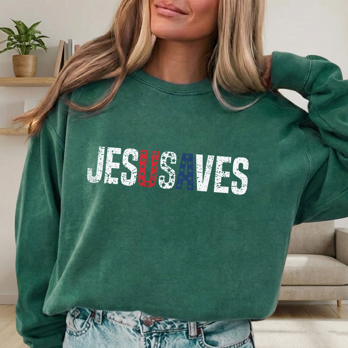 Jesus Saves USA Flag Christian Independence Day – Unisex Tshirt / Hoodie / Sweatshirt