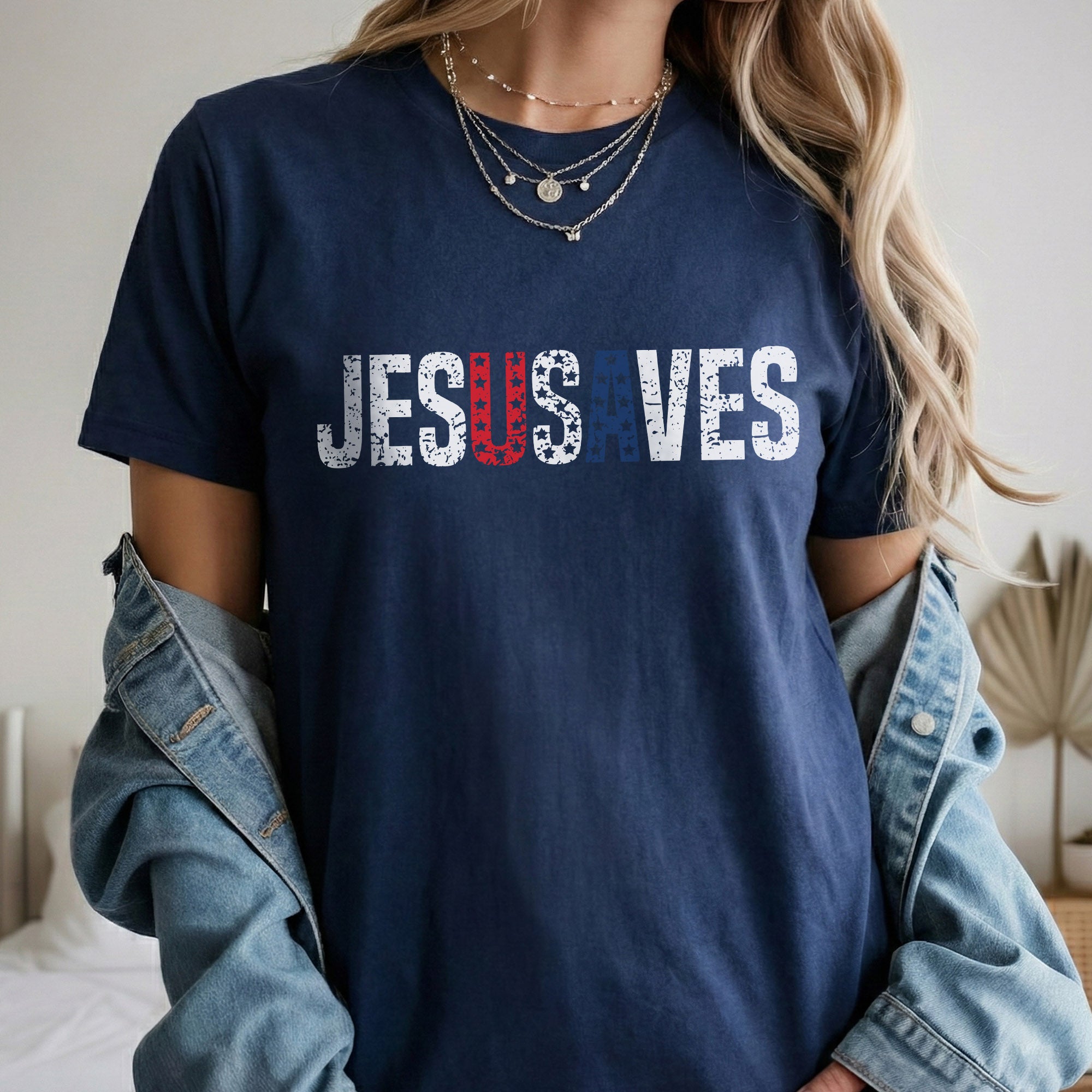 Jesus Saves USA Flag Christian Independence Day – Unisex Tshirt / Hoodie / Sweatshirt