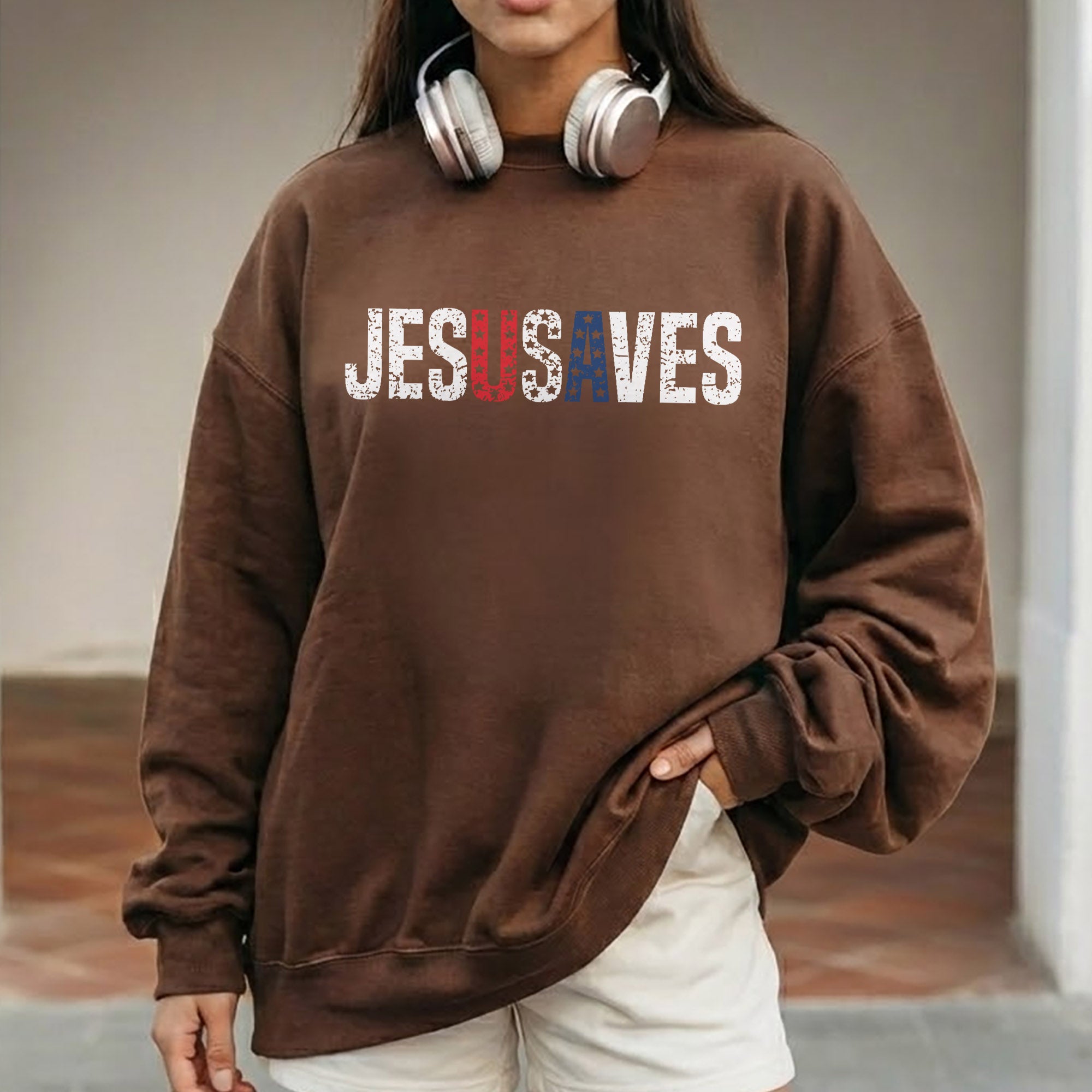 Jesus Saves USA Flag Christian Independence Day – Unisex Tshirt / Hoodie / Sweatshirt
