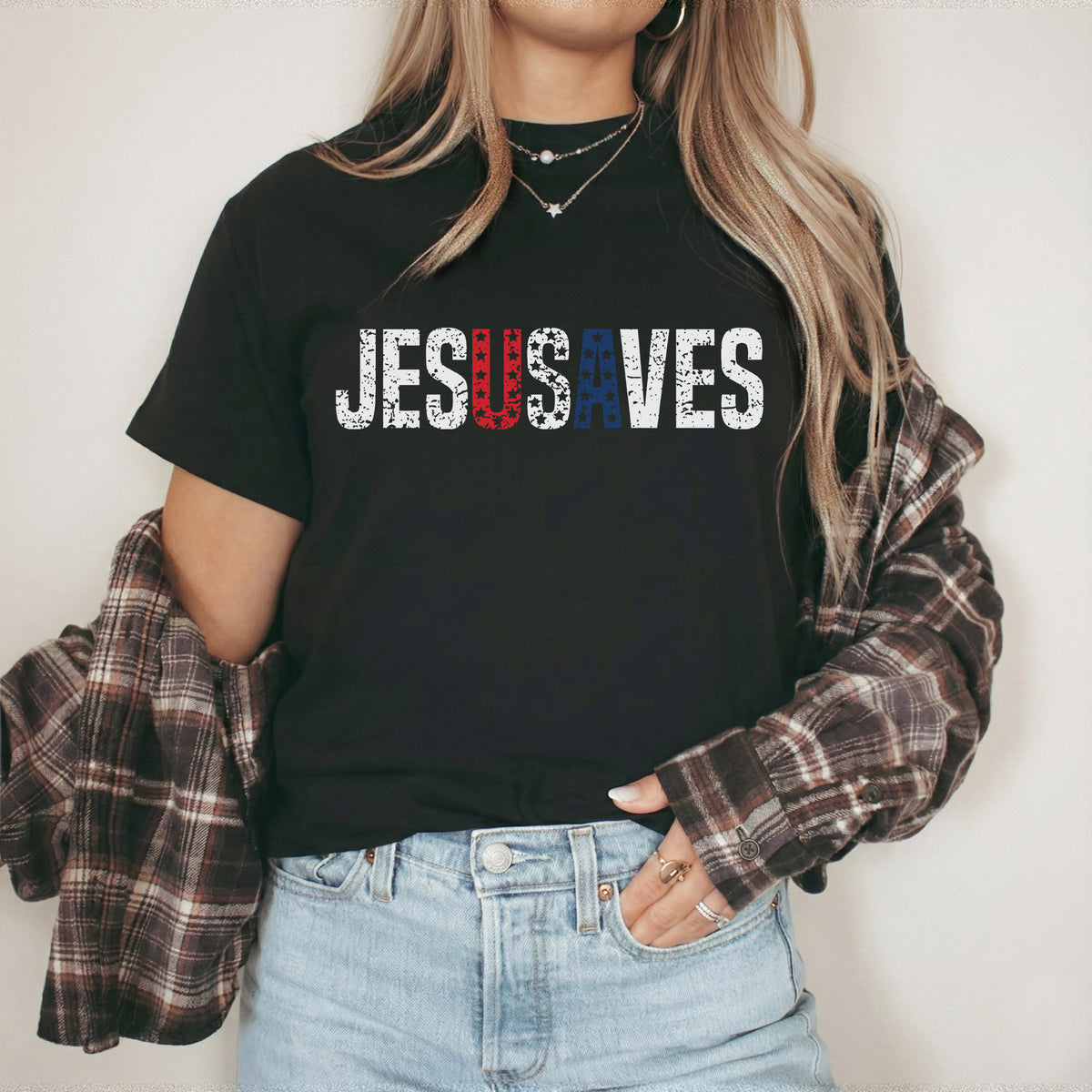 Jesus Saves USA Flag Christian Independence Day – Unisex Tshirt / Hoodie / Sweatshirt