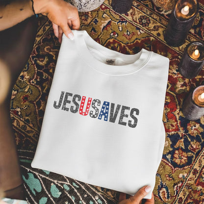 Jesus Saves USA Flag Christian Independence Day – Unisex Tshirt / Hoodie / Sweatshirt
