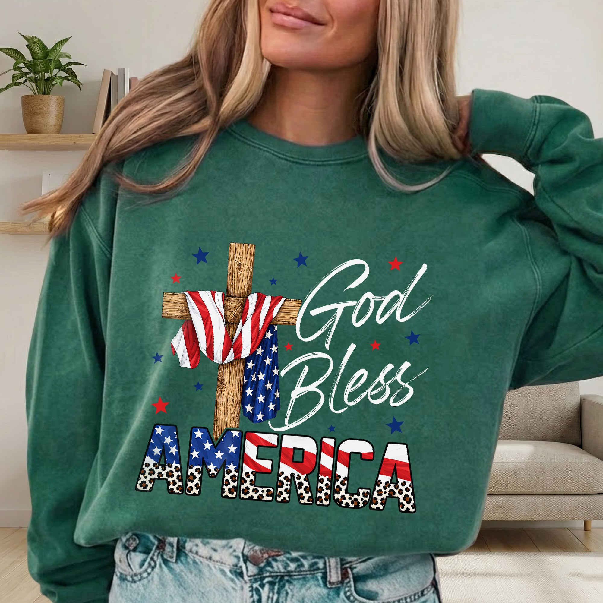 God Bless America Cross Flag – Unisex Tshirt / Hoodie / Sweatshirt