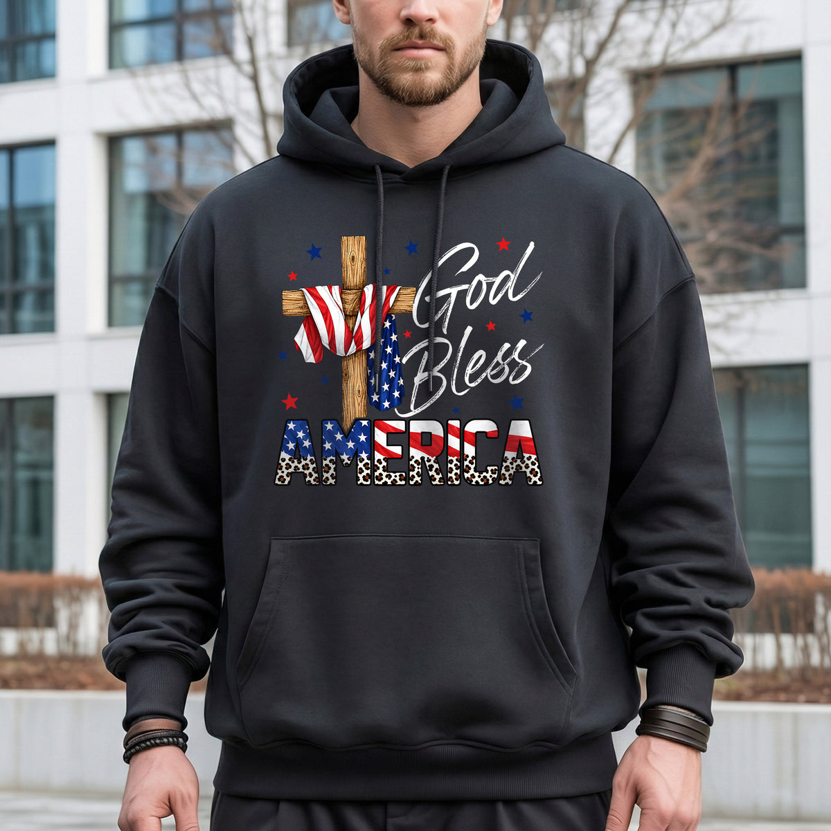 God Bless America Cross Flag – Unisex Tshirt / Hoodie / Sweatshirt