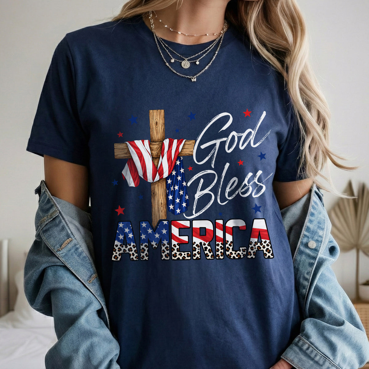 God Bless America Cross Flag – Unisex Tshirt / Hoodie / Sweatshirt