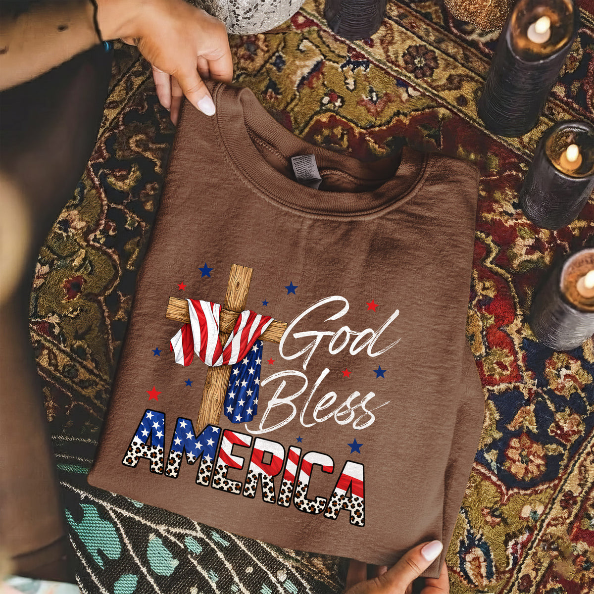 God Bless America Cross Flag – Unisex Tshirt / Hoodie / Sweatshirt