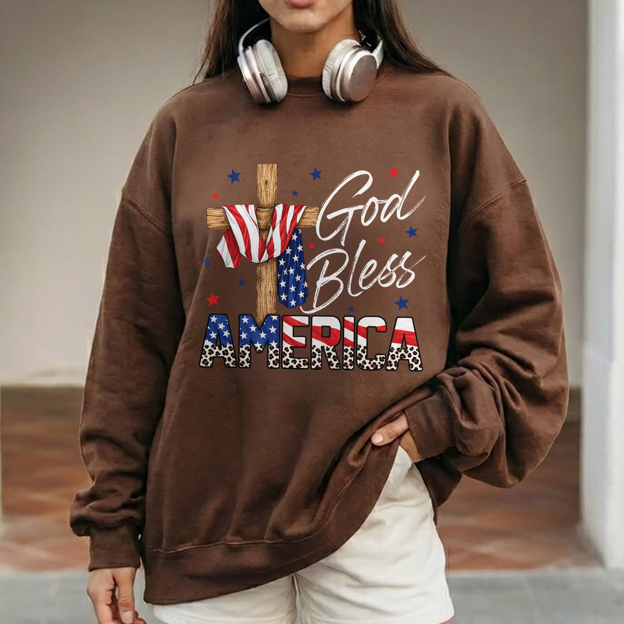 God Bless America Cross Flag – Unisex Tshirt / Hoodie / Sweatshirt