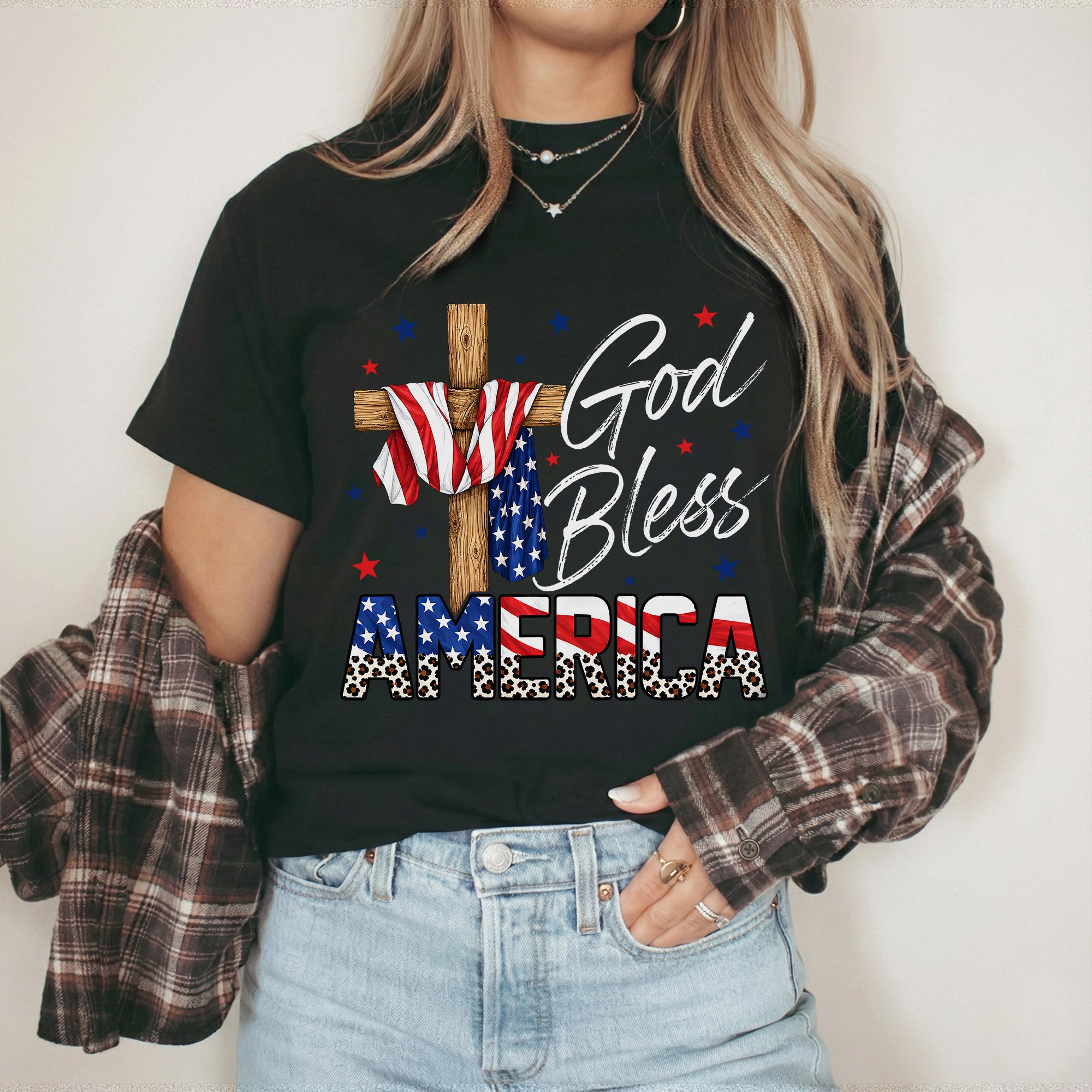 God Bless America Cross Flag – Unisex Tshirt / Hoodie / Sweatshirt