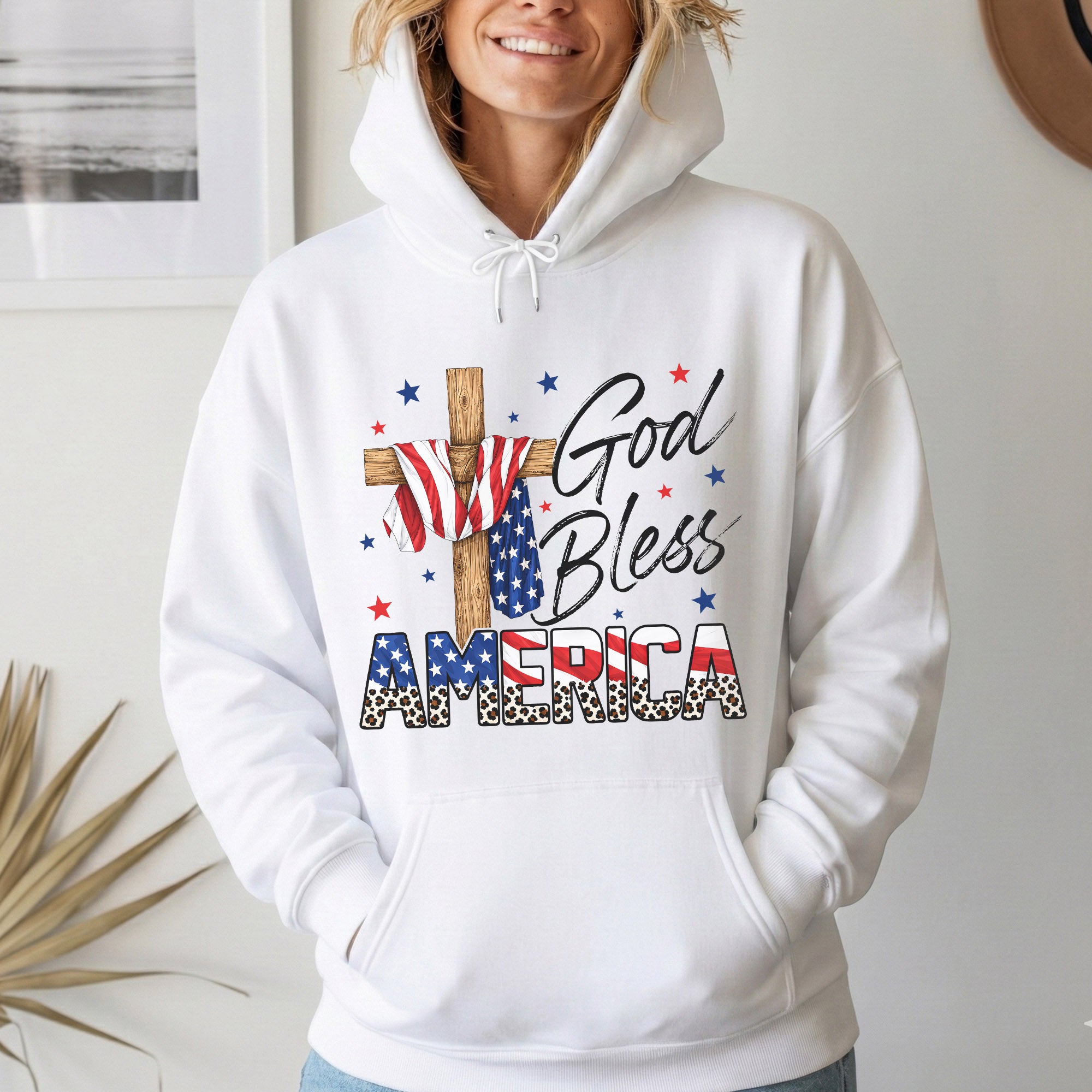 God Bless America Cross Flag – Unisex Tshirt / Hoodie / Sweatshirt
