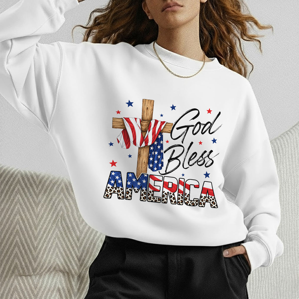 God Bless America Cross Flag – Unisex Tshirt / Hoodie / Sweatshirt