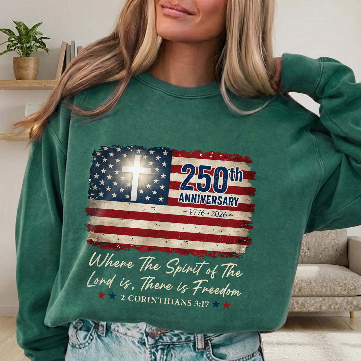 Christian Patriotic 250th Anniversary Jesus USA Flag– Unisex Tshirt / Hoodie / Sweatshirt