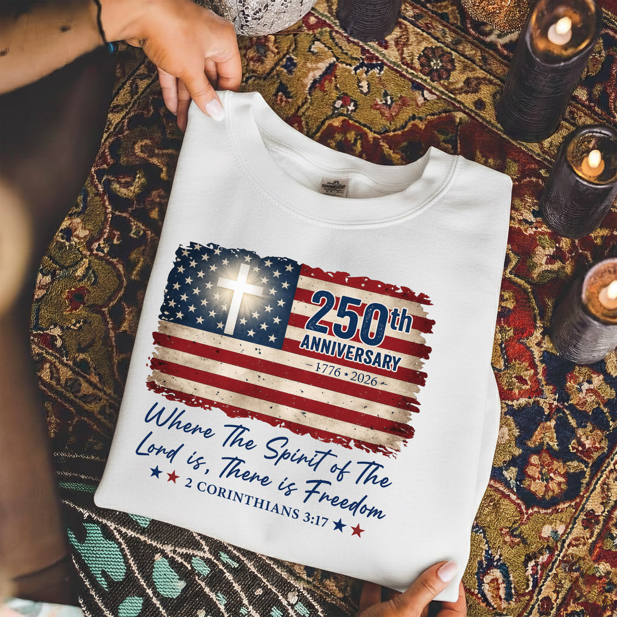 Christian Patriotic 250th Anniversary Jesus USA Flag– Unisex Tshirt / Hoodie / Sweatshirt