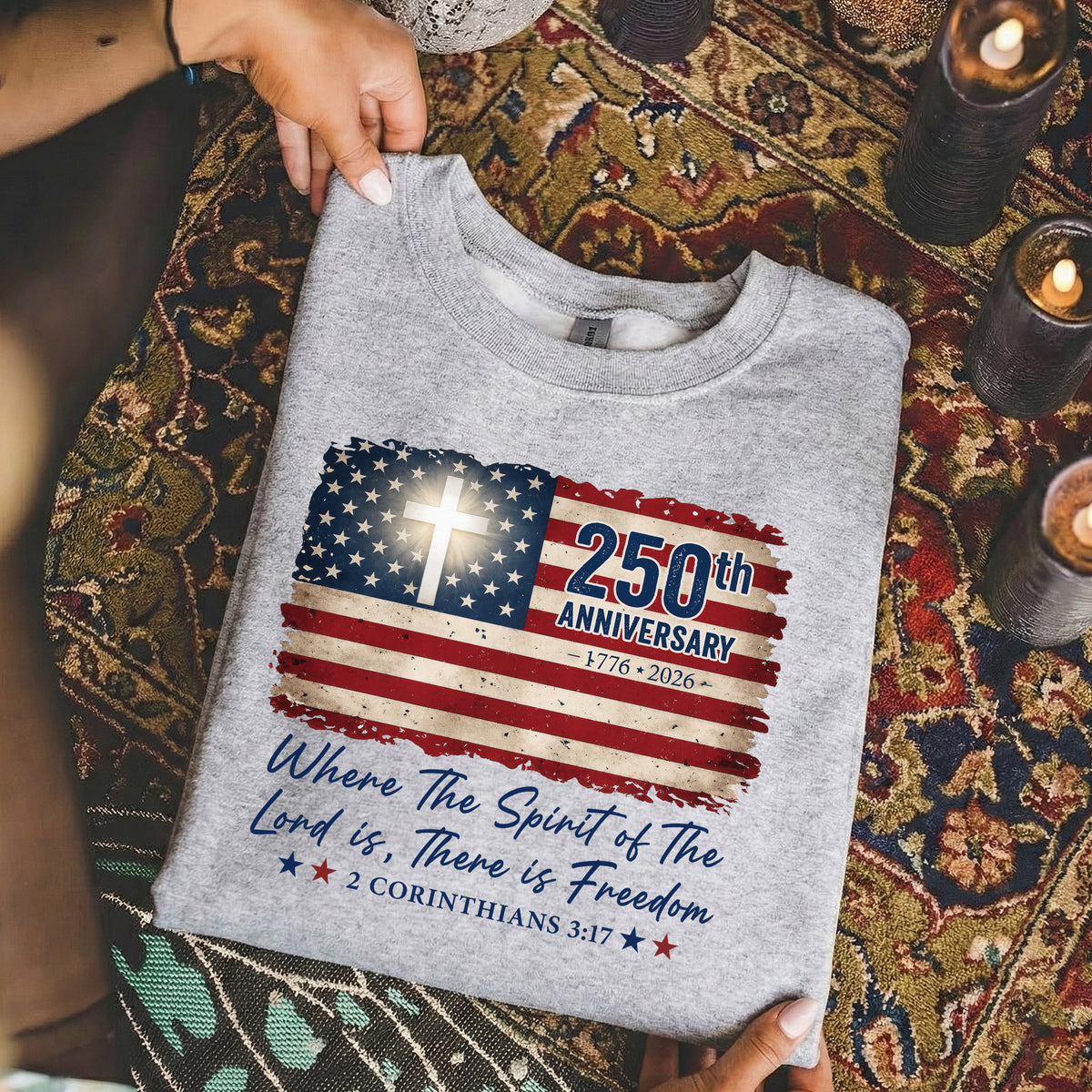 Christian Patriotic 250th Anniversary Jesus USA Flag– Unisex Tshirt / Hoodie / Sweatshirt