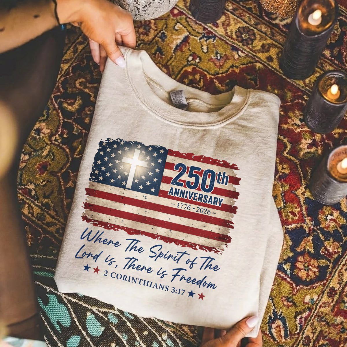 Christian Patriotic 250th Anniversary Jesus USA Flag– Unisex Tshirt / Hoodie / Sweatshirt