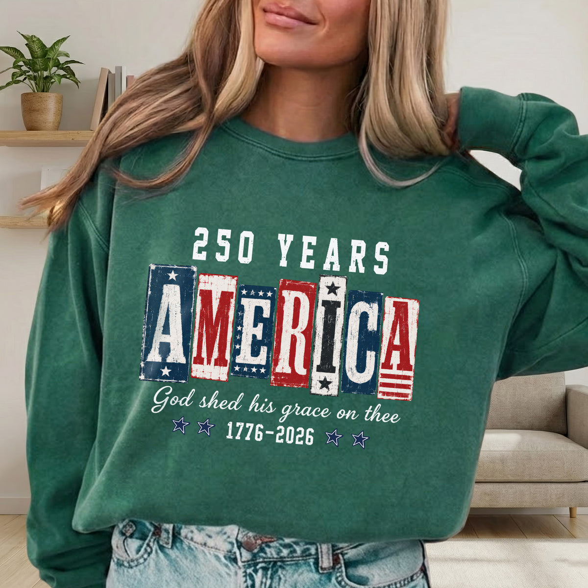 USA 250th Anniversary Patriotic Christian Flag Design – Unisex Tshirt / Hoodie / Sweatshirt
