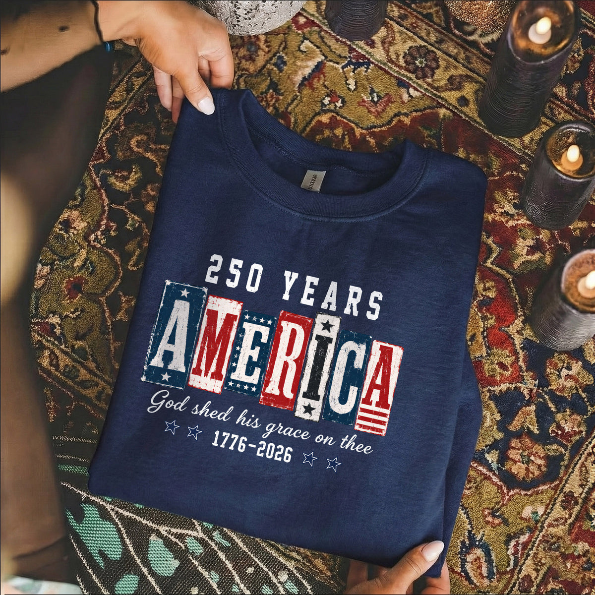 USA 250th Anniversary Patriotic Christian Flag Design – Unisex Tshirt / Hoodie / Sweatshirt