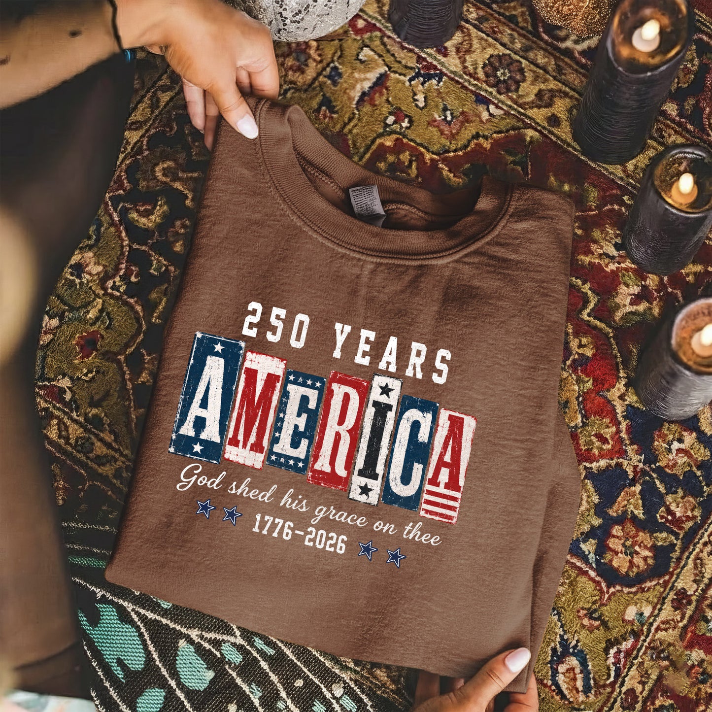 USA 250th Anniversary Patriotic Christian Flag Design – Unisex Tshirt / Hoodie / Sweatshirt