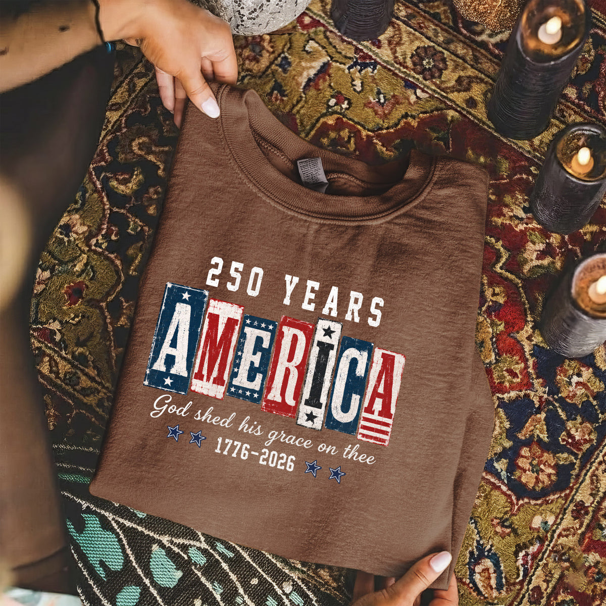 USA 250th Anniversary Patriotic Christian Flag Design – Unisex Tshirt / Hoodie / Sweatshirt