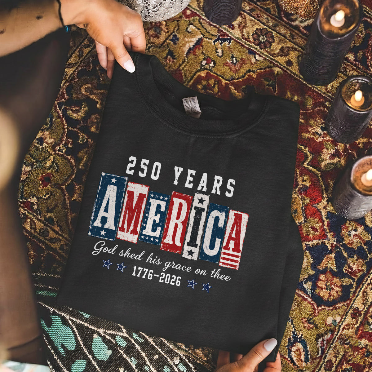 USA 250th Anniversary Patriotic Christian Flag Design – Unisex Tshirt / Hoodie / Sweatshirt