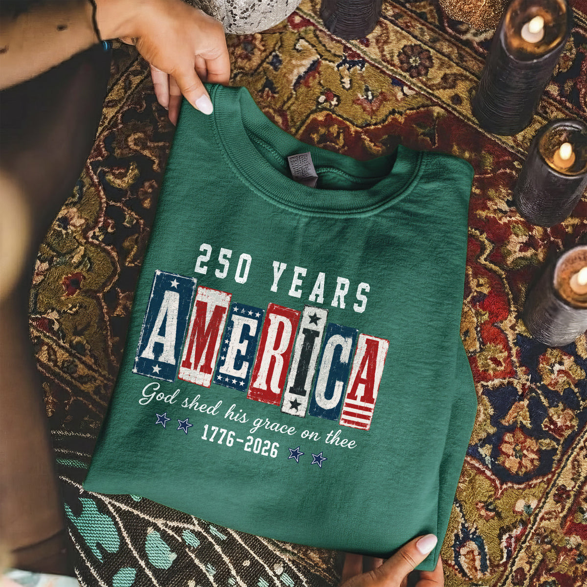 USA 250th Anniversary Patriotic Christian Flag Design – Unisex Tshirt / Hoodie / Sweatshirt