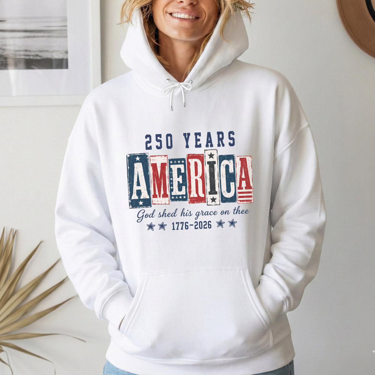USA 250th Anniversary Patriotic Christian Flag Design – Unisex Tshirt / Hoodie / Sweatshirt