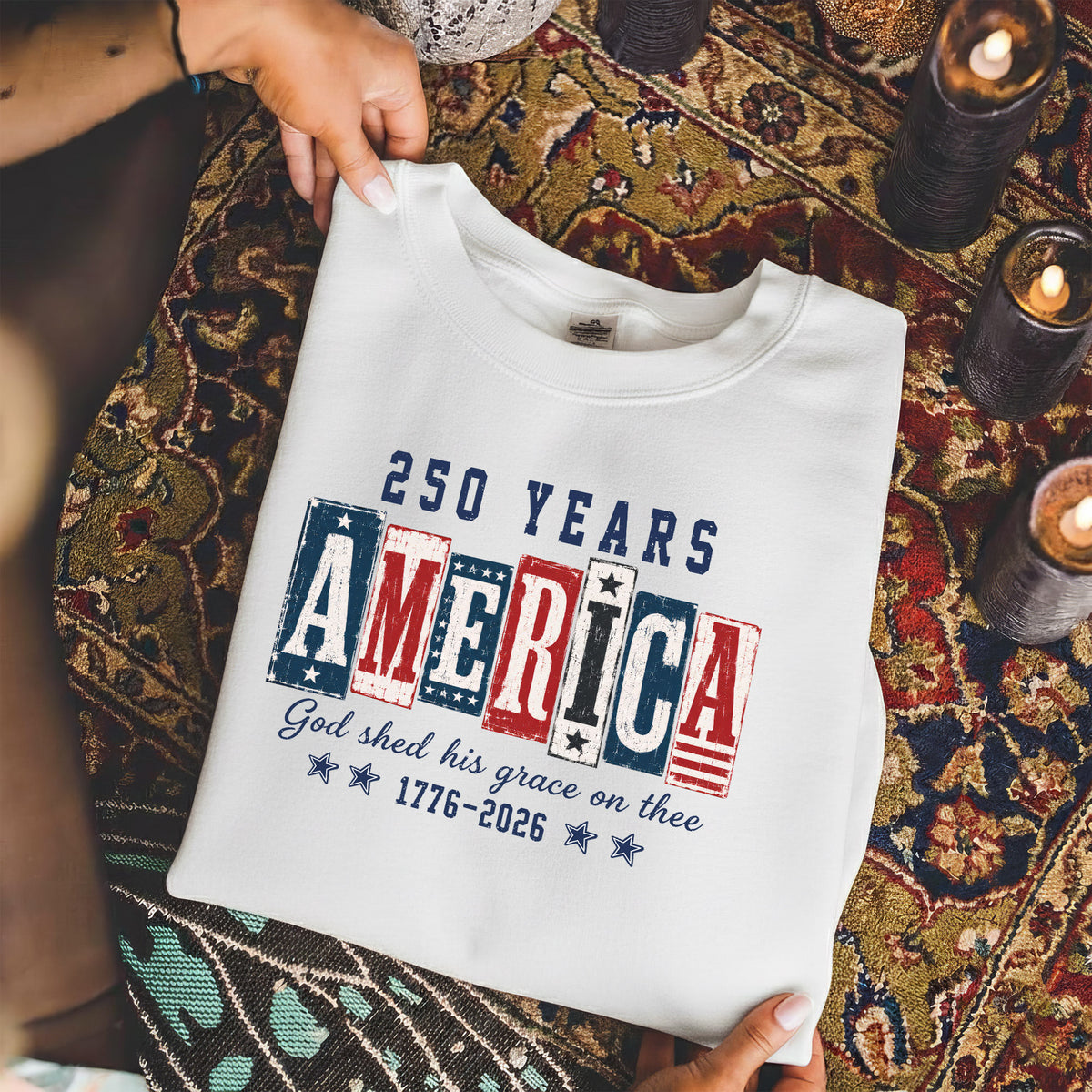 USA 250th Anniversary Patriotic Christian Flag Design – Unisex Tshirt / Hoodie / Sweatshirt