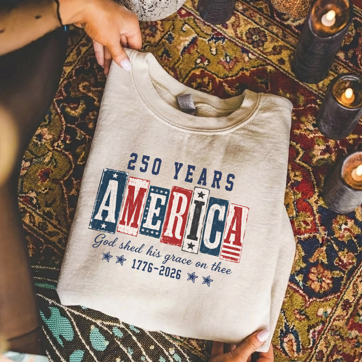 USA 250th Anniversary Patriotic Christian Flag Design – Unisex Tshirt / Hoodie / Sweatshirt