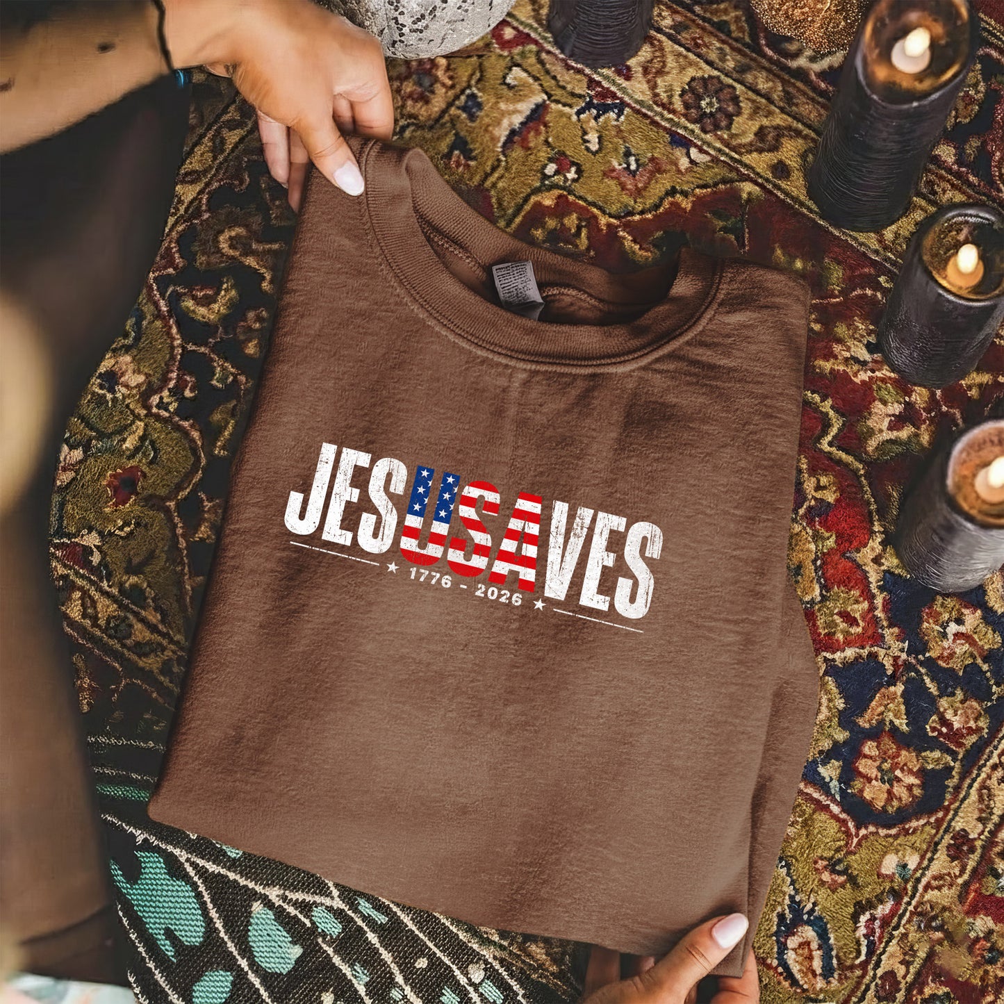 Jesus Saves USA Flag Christian Inspirational – Unisex Tshirt / Hoodie / Sweatshirt