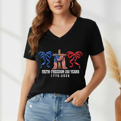 America 250 Faith & Freedom Cross Graphic – Faith & Freedom – Unisex Tshirt Gildan / Tshirt Comfort / V-neck/ Hoodie / Sweatshirt