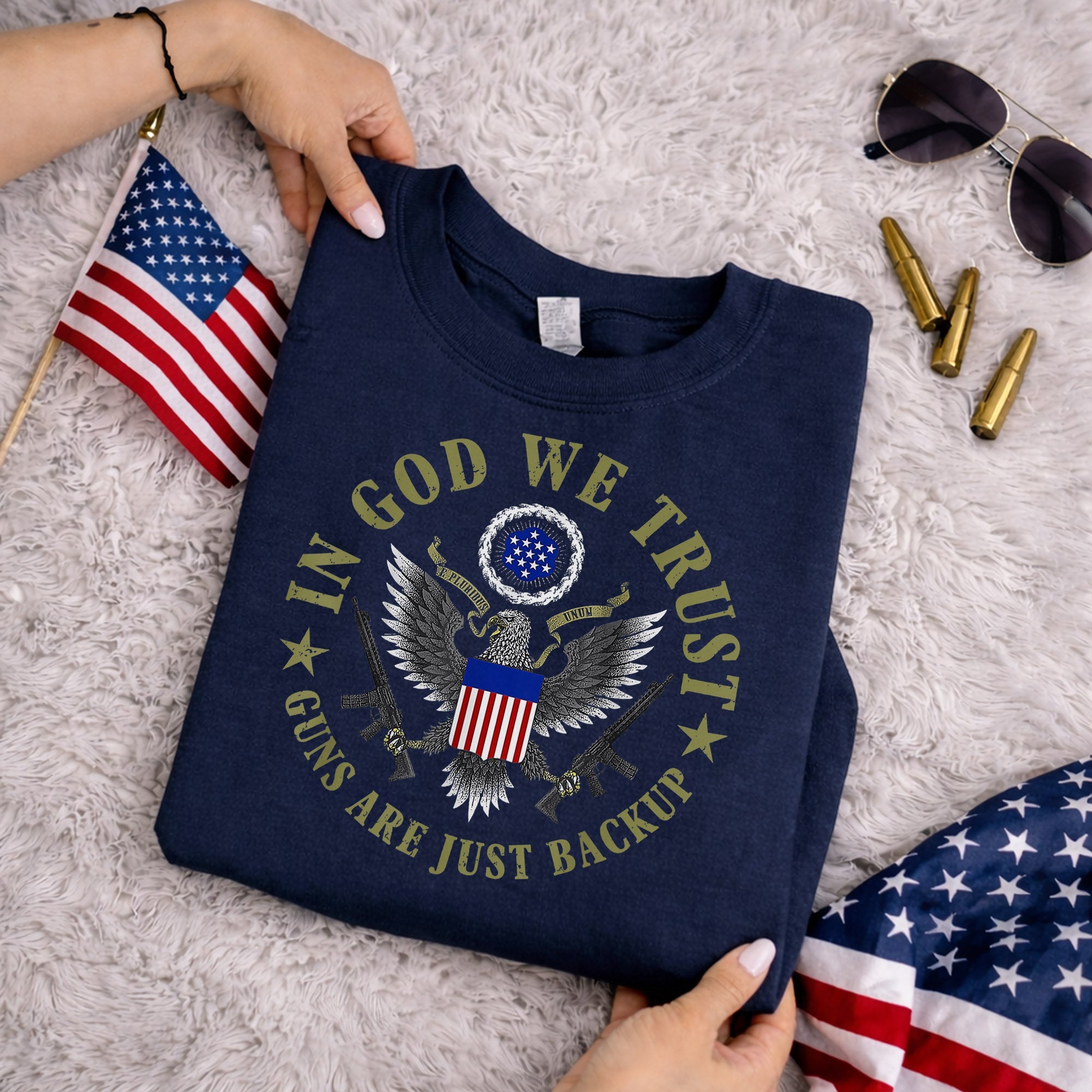 In God We Trust – Faith & Freedom – Unisex Tshirt Gildan / Tshirt Comfort / V-neck/ Hoodie / Sweatshirt
