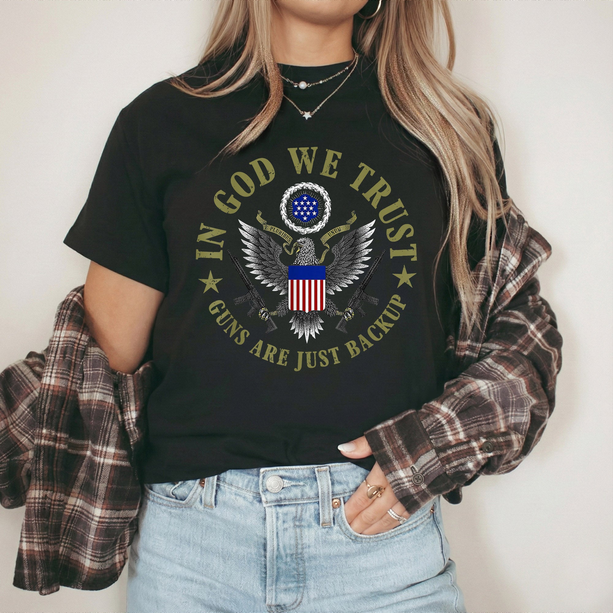In God We Trust – Faith & Freedom – Unisex Tshirt Gildan / Tshirt Comfort / V-neck/ Hoodie / Sweatshirt
