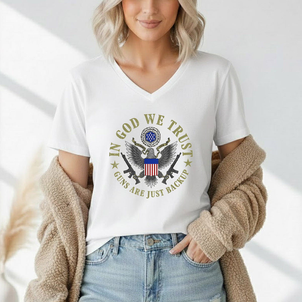 In God We Trust – Faith & Freedom – Unisex Tshirt Gildan / Tshirt Comfort / V-neck/ Hoodie / Sweatshirt