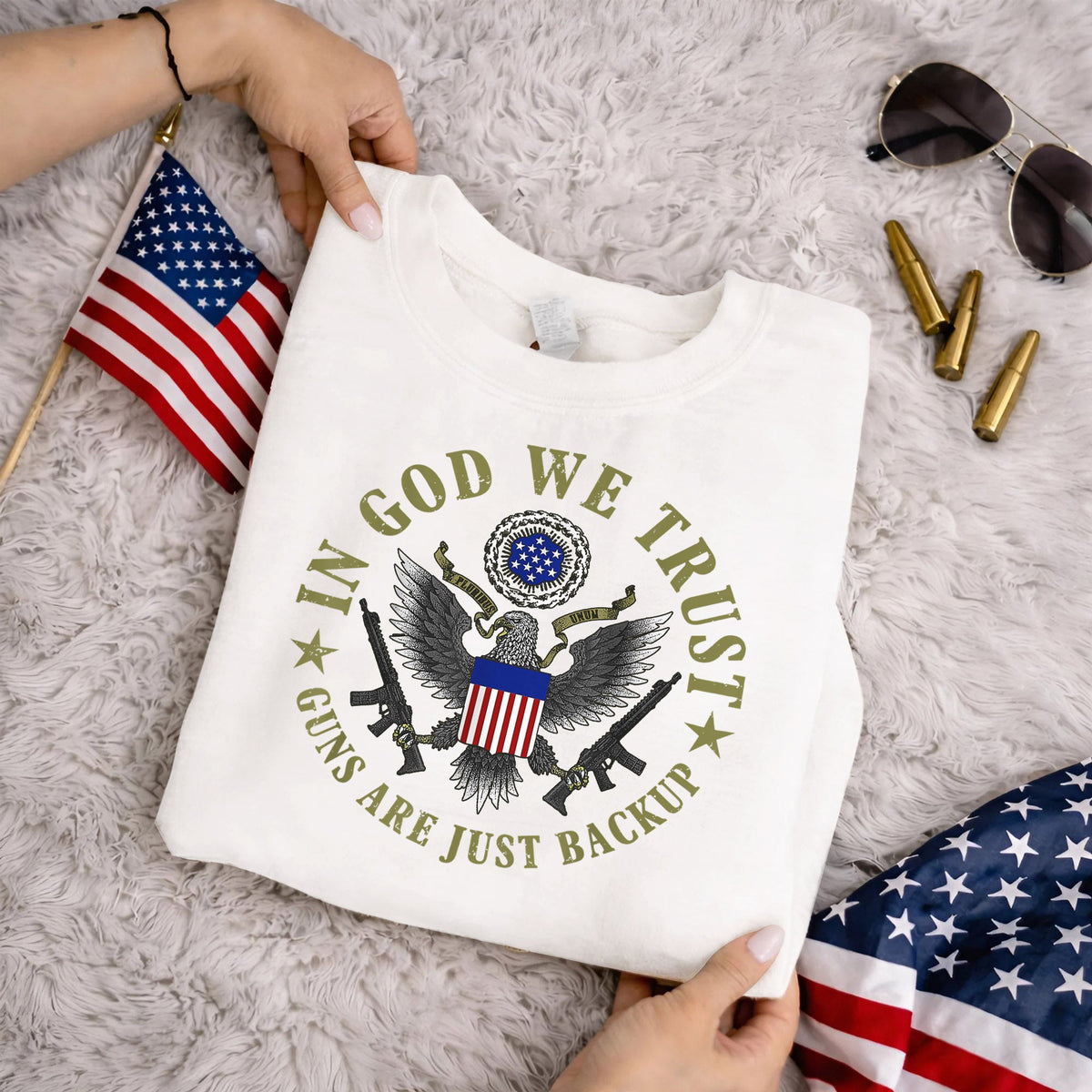 In God We Trust – Faith & Freedom – Unisex Tshirt Gildan / Tshirt Comfort / V-neck/ Hoodie / Sweatshirt