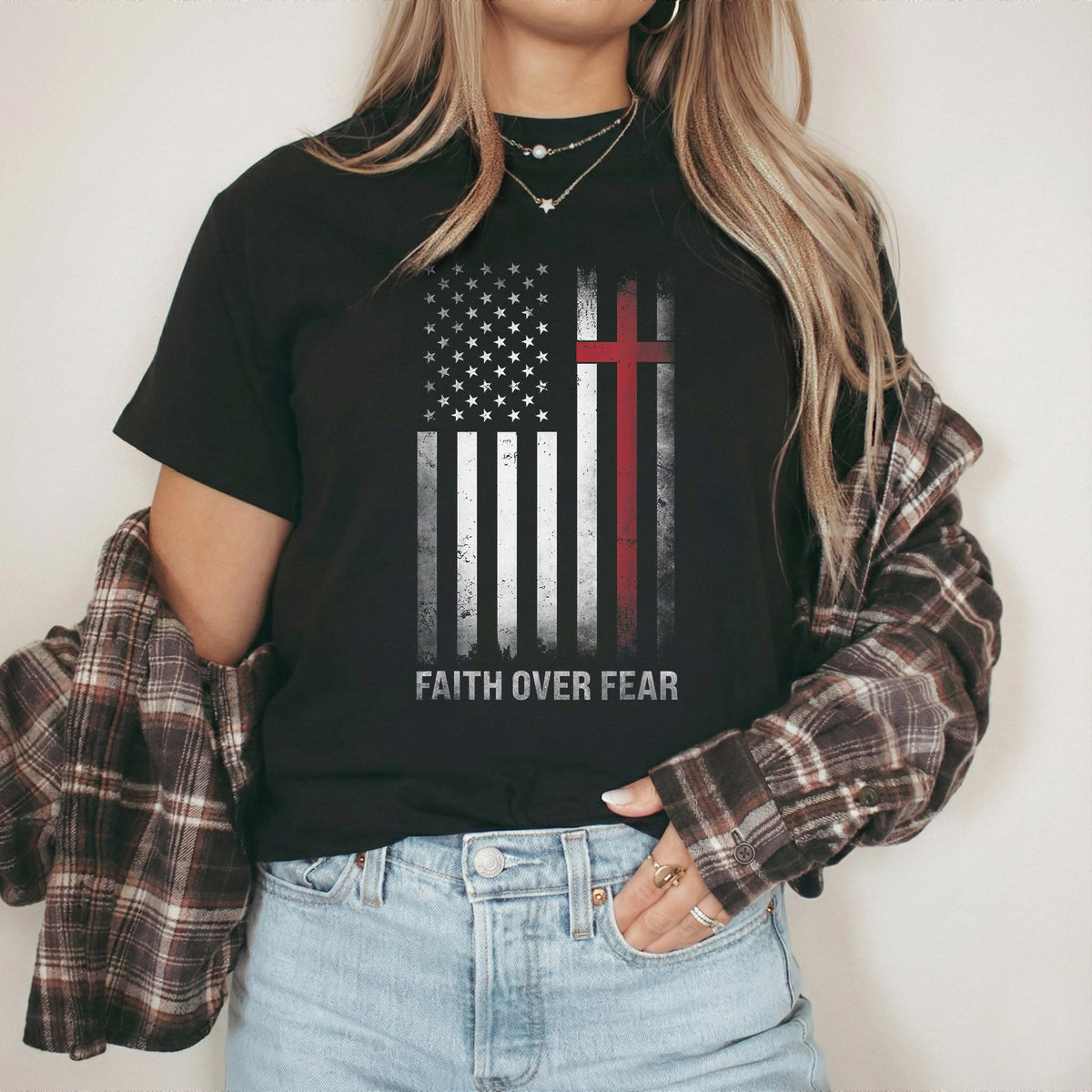 Faith Over Fear – Faith & Freedom – Unisex Tshirt Gildan / Tshirt Comfort / V-neck/ Hoodie / Sweatshirt
