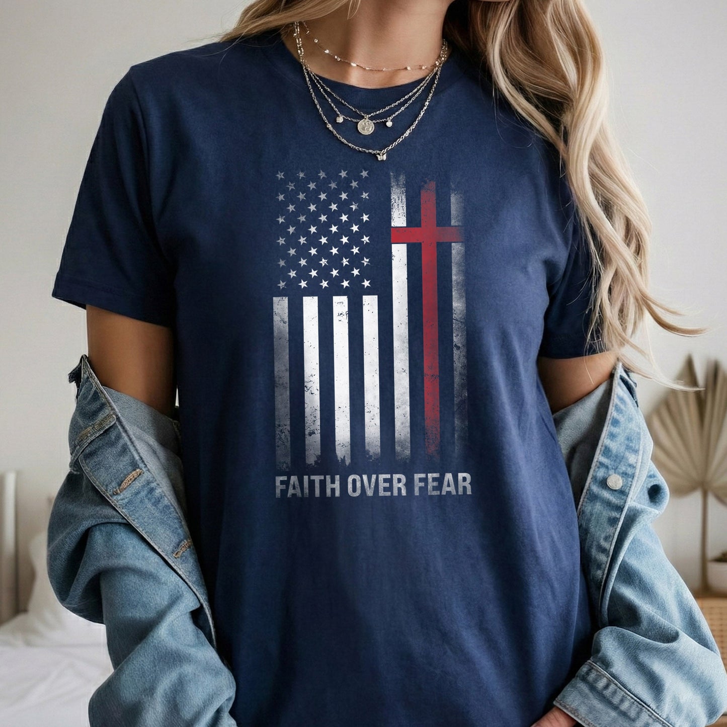 Faith Over Fear – Faith & Freedom – Unisex Tshirt Gildan / Tshirt Comfort / V-neck/ Hoodie / Sweatshirt