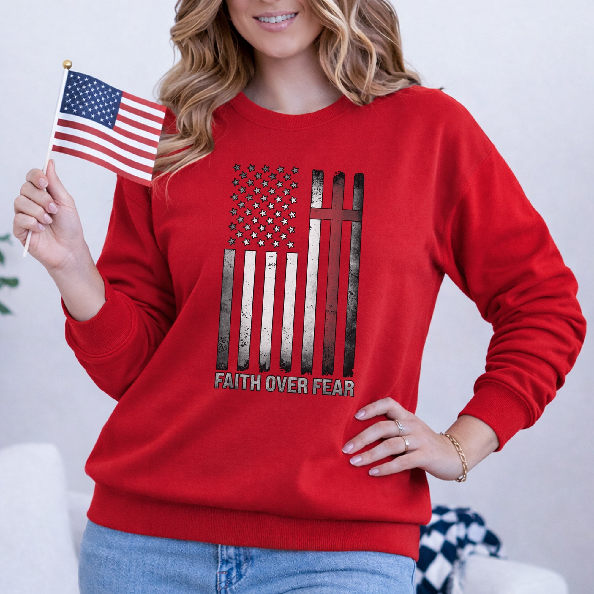 Faith Over Fear – Faith & Freedom – Unisex Tshirt Gildan / Tshirt Comfort / V-neck/ Hoodie / Sweatshirt
