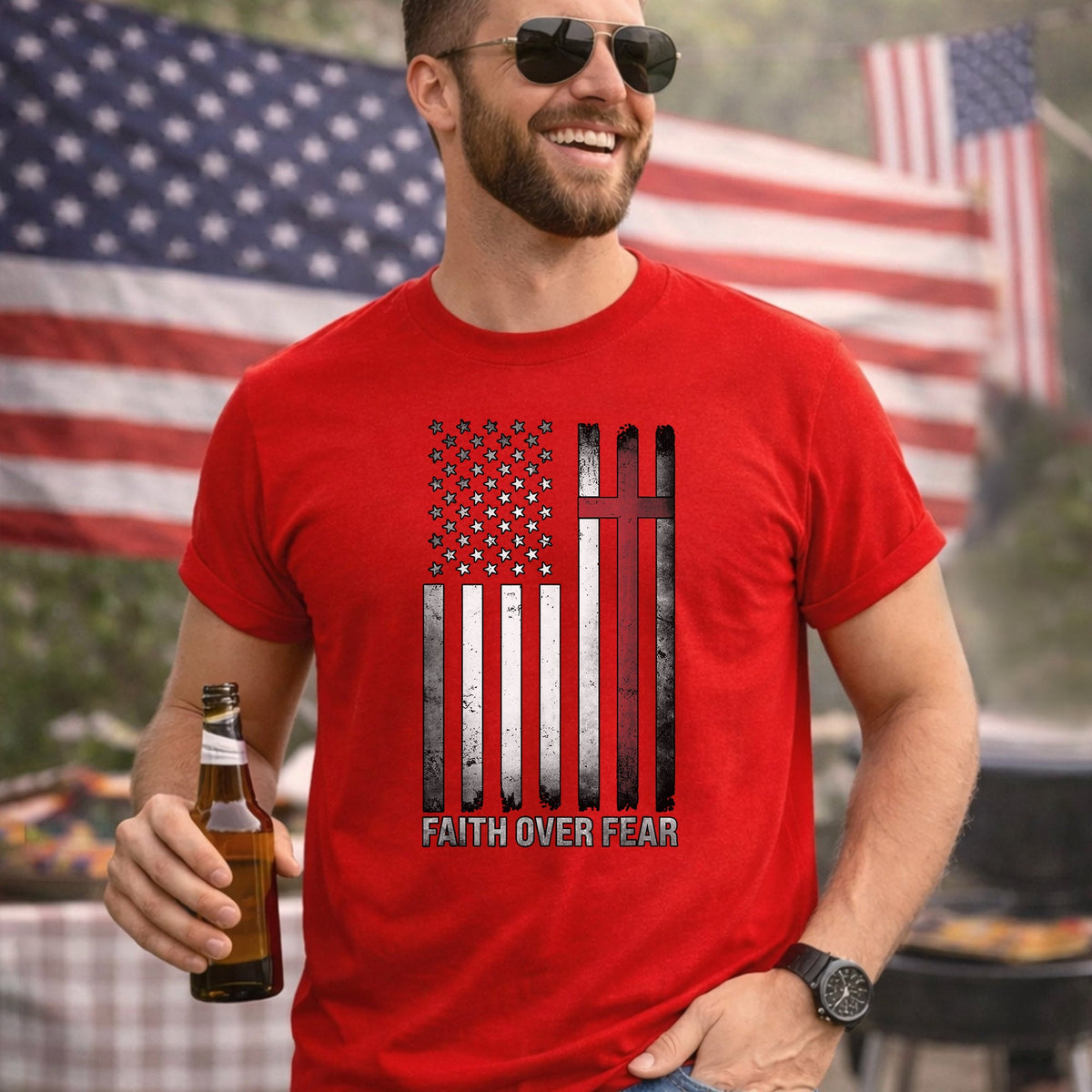 Faith Over Fear – Faith & Freedom – Unisex Tshirt Gildan / Tshirt Comfort / V-neck/ Hoodie / Sweatshirt