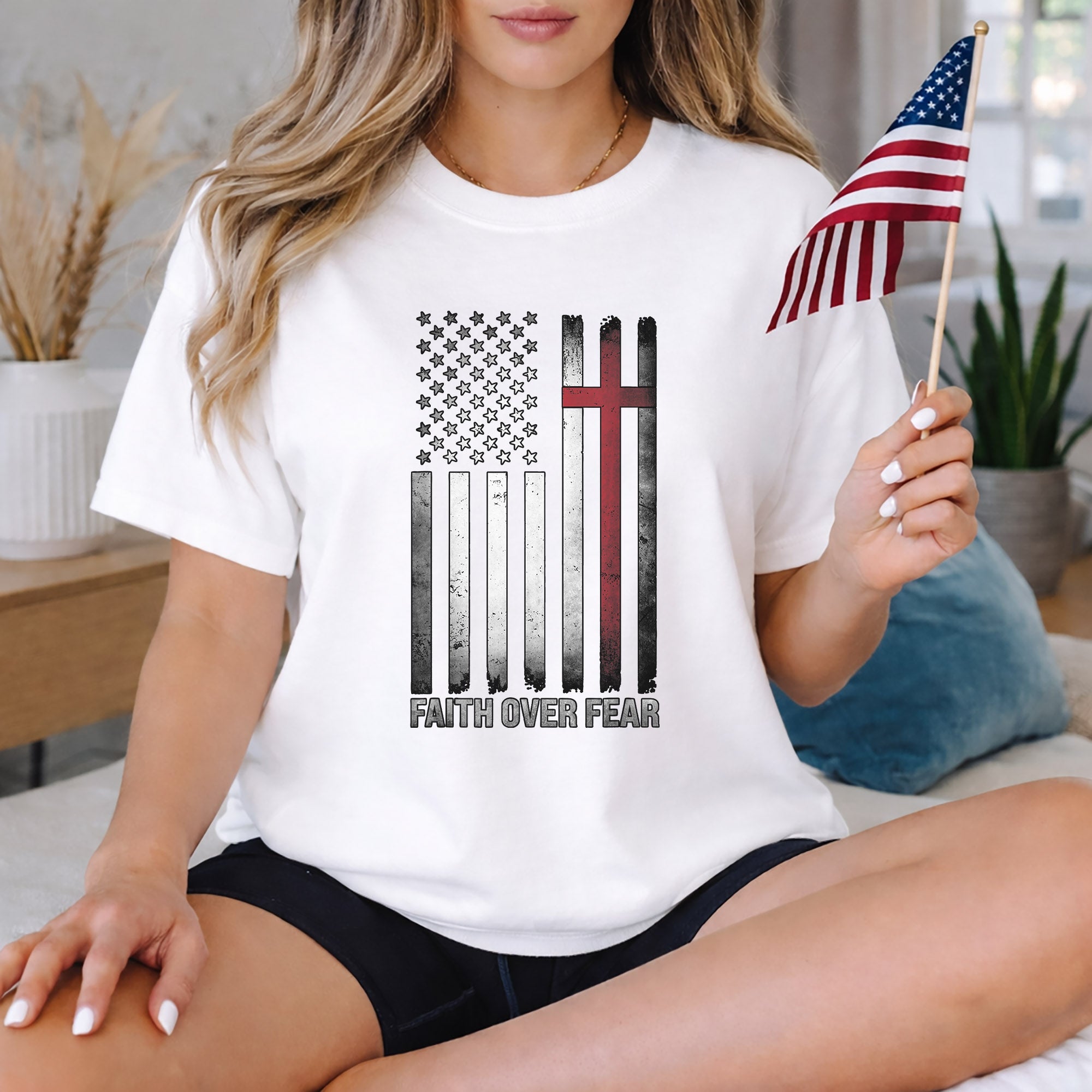 Faith Over Fear – Faith & Freedom – Unisex Tshirt Gildan / Tshirt Comfort / V-neck/ Hoodie / Sweatshirt