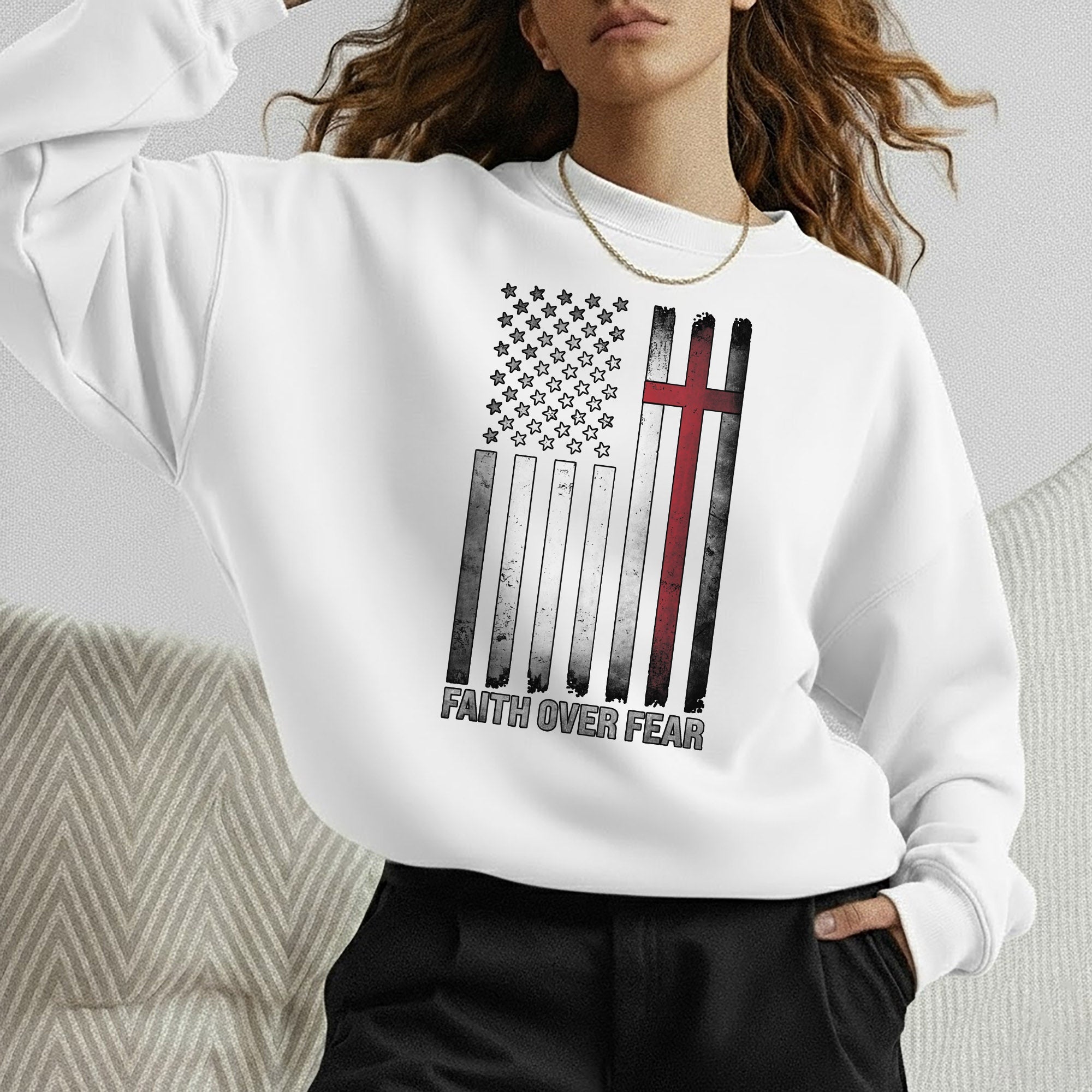 Faith Over Fear – Faith & Freedom – Unisex Tshirt Gildan / Tshirt Comfort / V-neck/ Hoodie / Sweatshirt