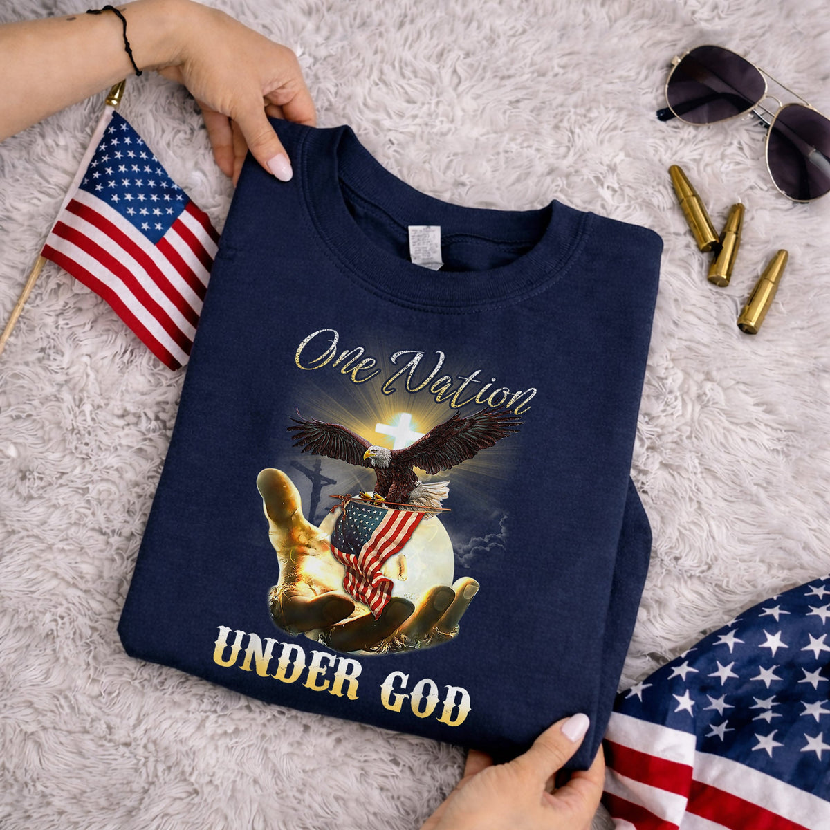 One Nation Under God – Faith & Freedom – Unisex Tshirt Gildan / Tshirt Comfort / V-neck/ Hoodie / Sweatshirt