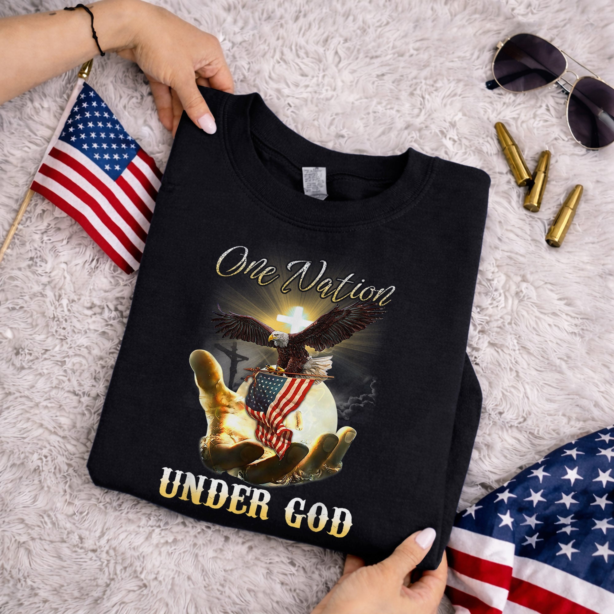 One Nation Under God – Faith & Freedom – Unisex Tshirt Gildan / Tshirt Comfort / V-neck/ Hoodie / Sweatshirt