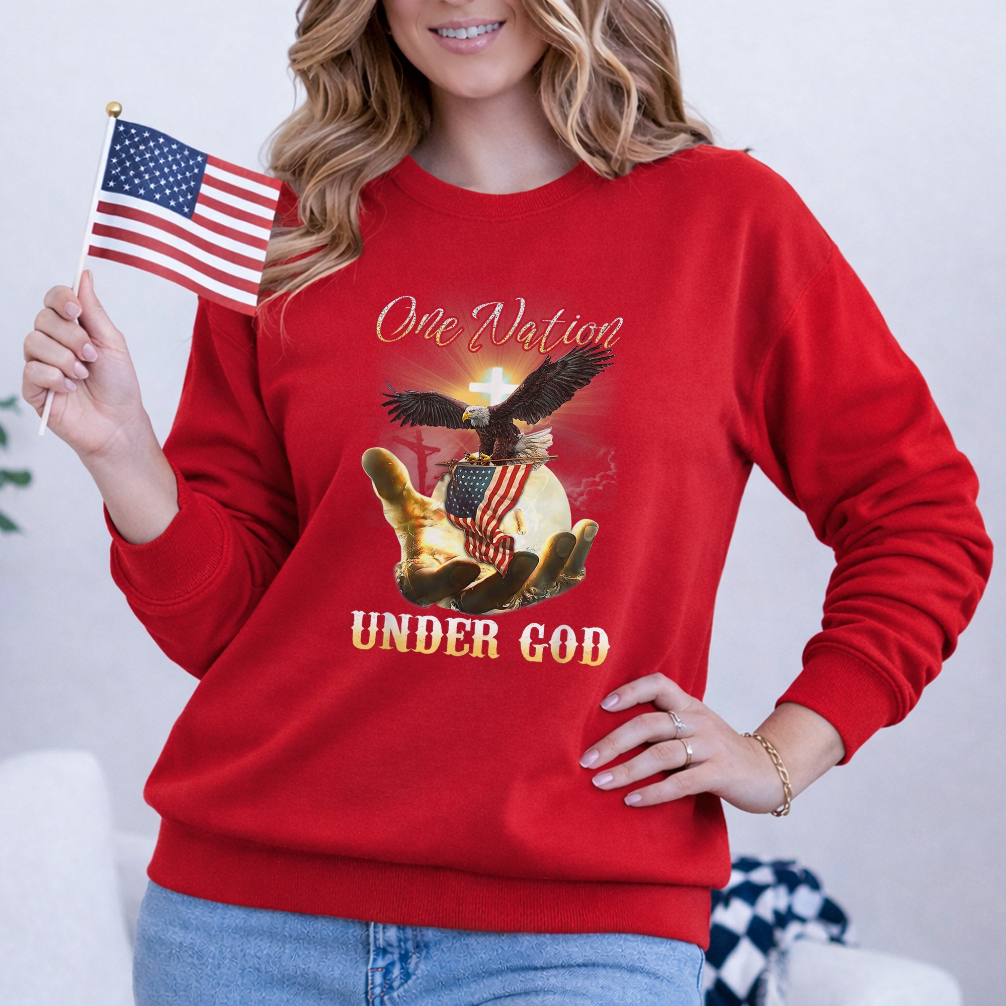 One Nation Under God – Faith & Freedom – Unisex Tshirt Gildan / Tshirt Comfort / V-neck/ Hoodie / Sweatshirt