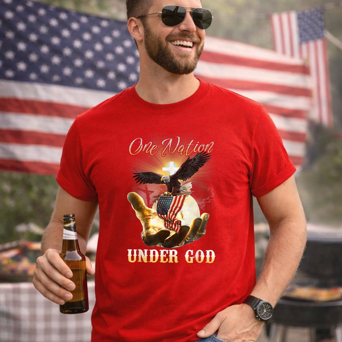 One Nation Under God – Faith & Freedom – Unisex Tshirt Gildan / Tshirt Comfort / V-neck/ Hoodie / Sweatshirt