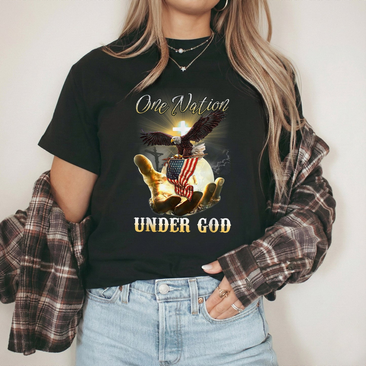 One Nation Under God – Faith & Freedom – Unisex Tshirt Gildan / Tshirt Comfort / V-neck/ Hoodie / Sweatshirt