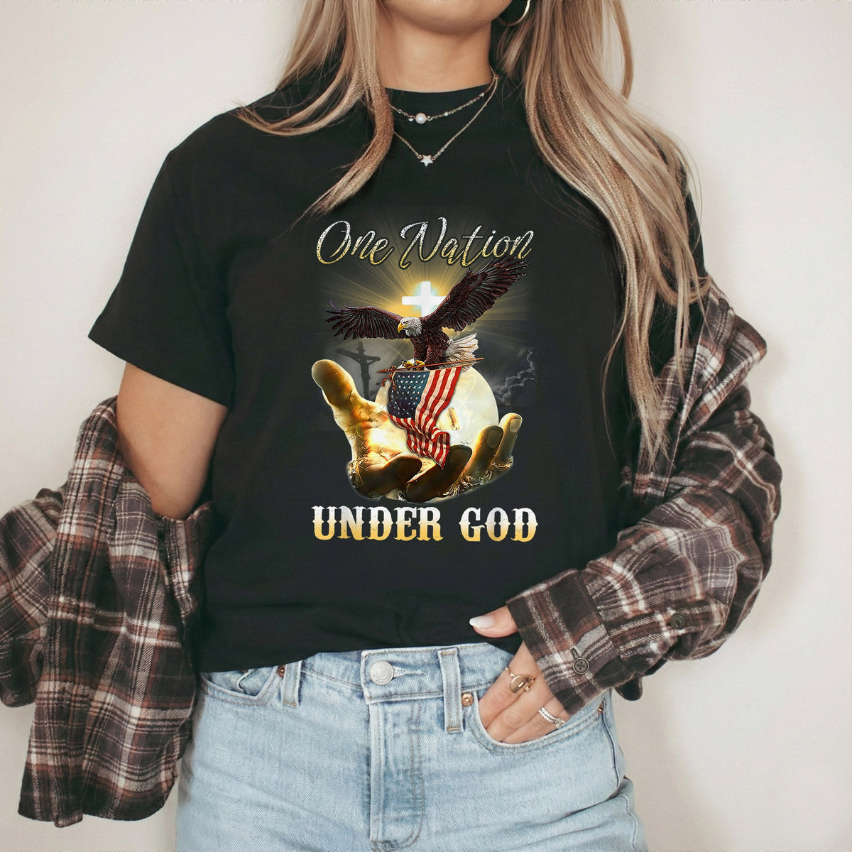 One Nation Under God – Faith & Freedom – Unisex Tshirt Gildan / Tshirt Comfort / V-neck/ Hoodie / Sweatshirt